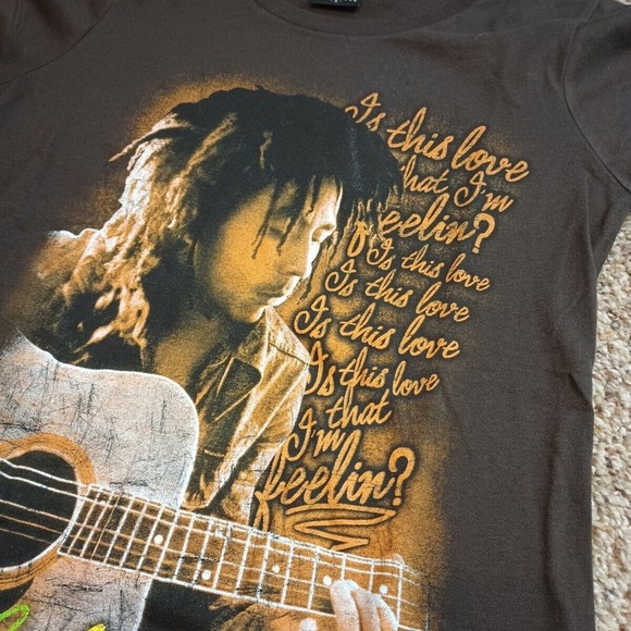 Bob Marley Zion - Is This Love Brown T-Shirt - Women's Small Fitted - Picture 3 of 10